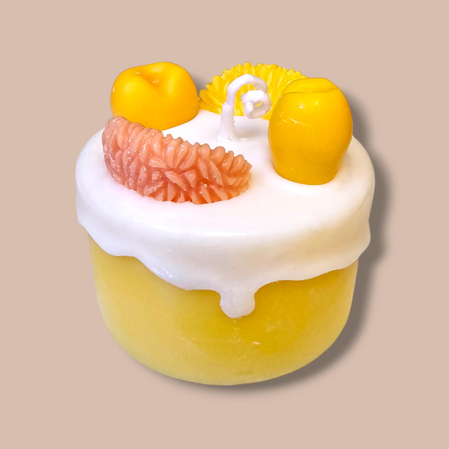 Orange Creamsicle Delight Candle front view – realistic orange cake candle.