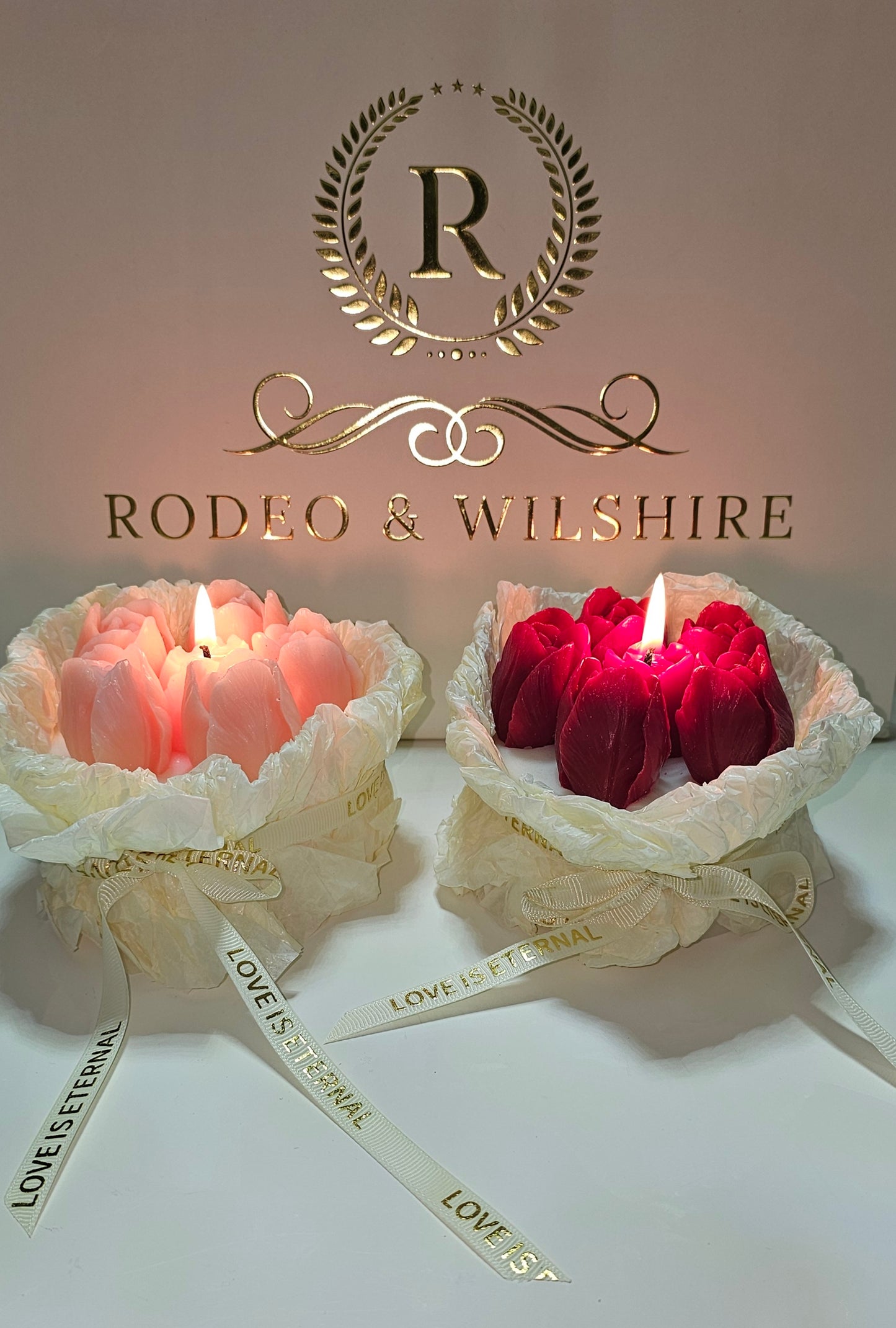 Roses Bouquet Candle front view – luxury floral candle for romantic decor