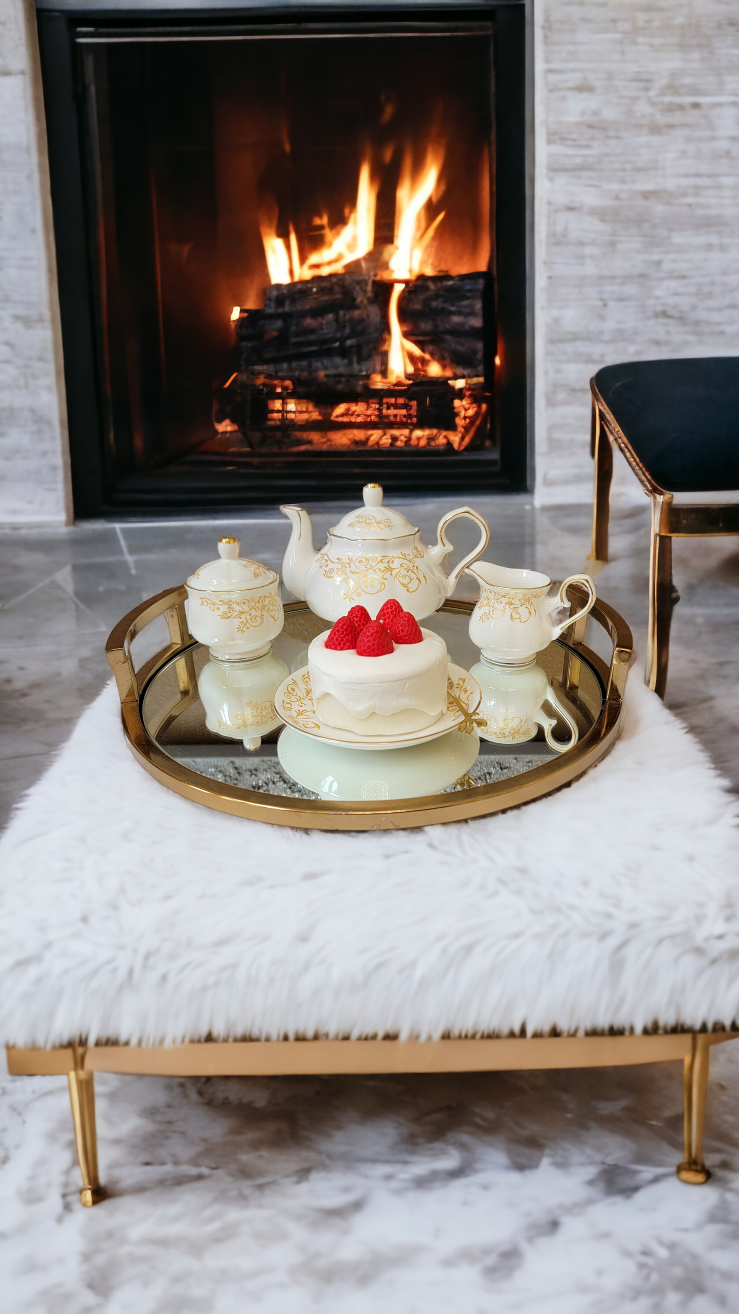 Strawberry Cheesecake Candle styled for dopamine decor and kitchen display.