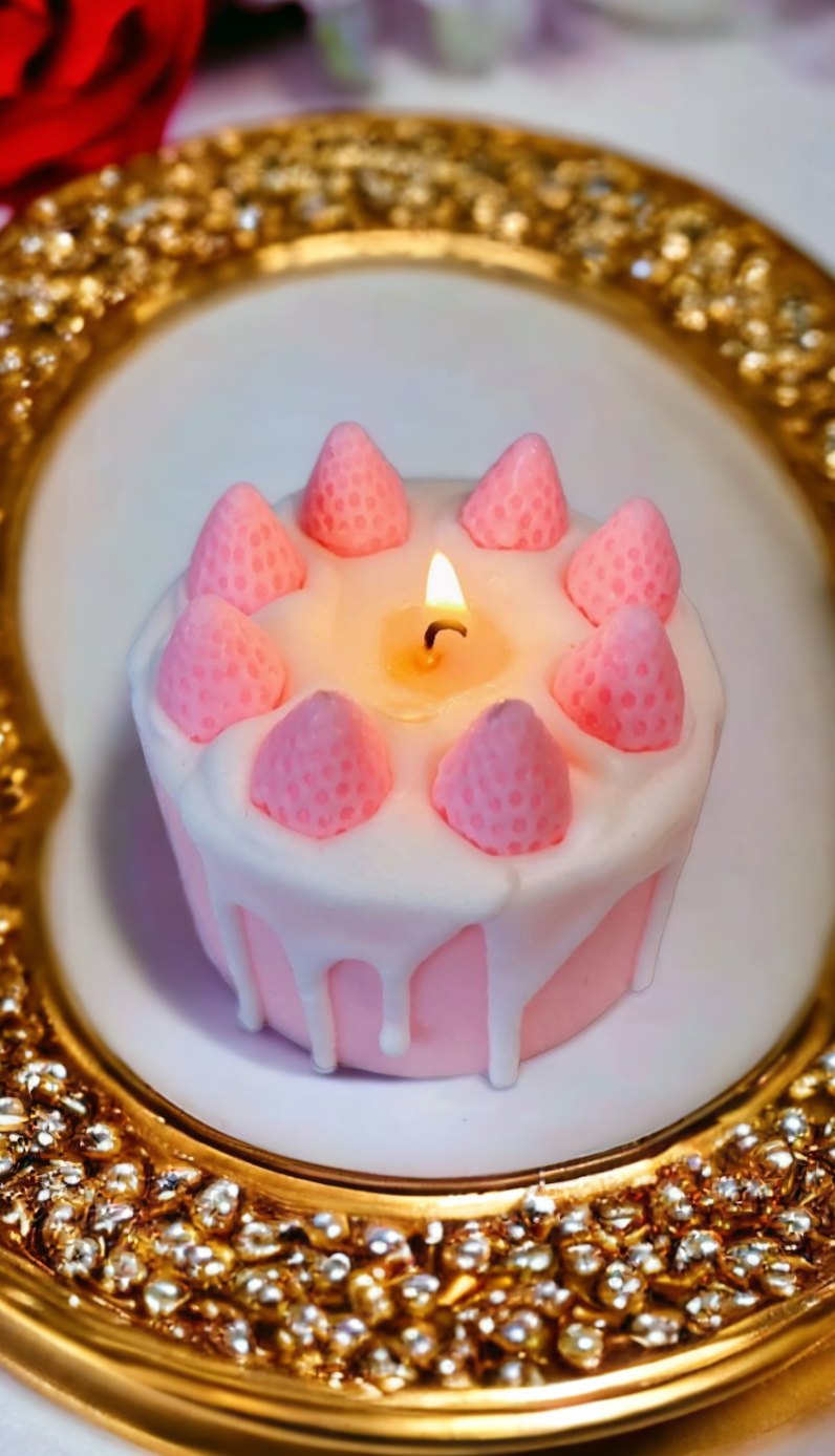 Strawberry Rosé Cake Candle