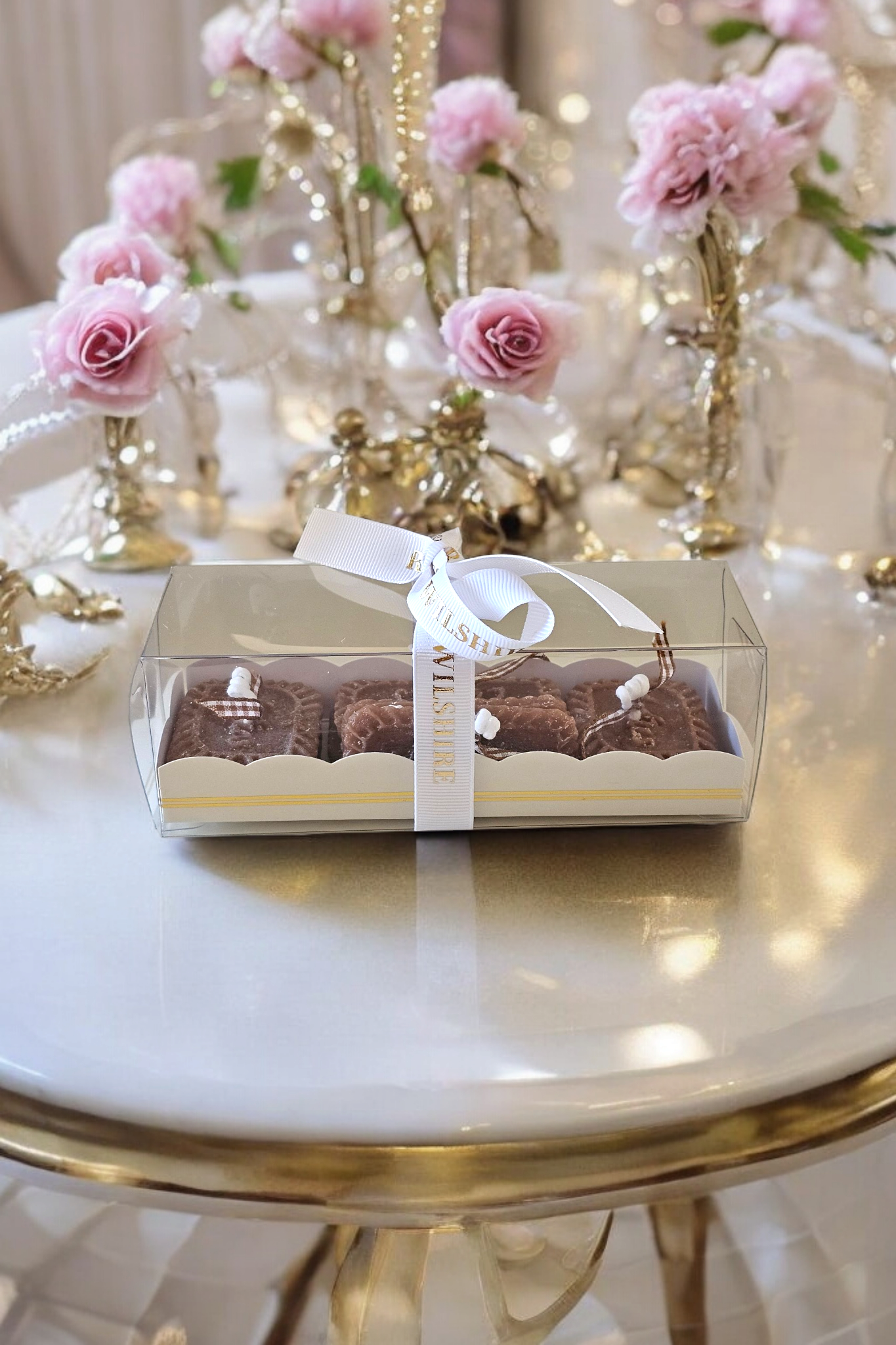 Side view of Gingerbread Cookie Candles – luxury dessert candle styling.