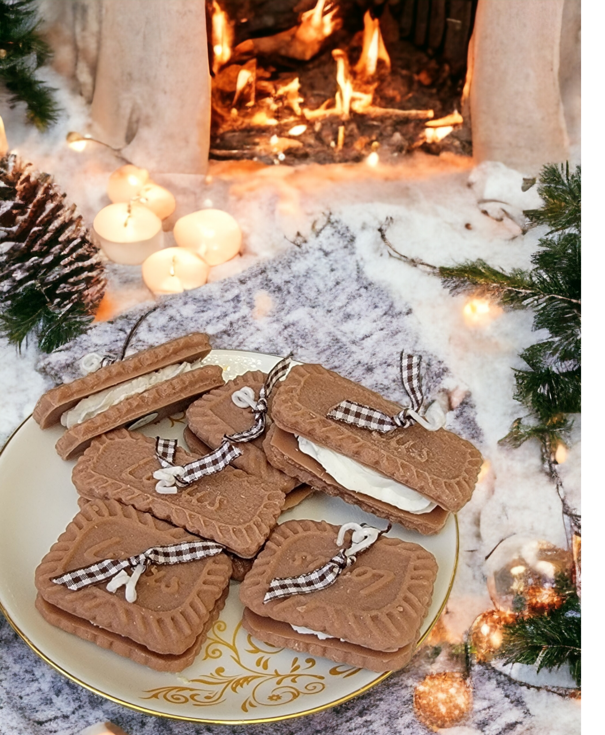 Gingerbread Cookie Candle Set styled on kitchen counter – Paris patisserie vibe.