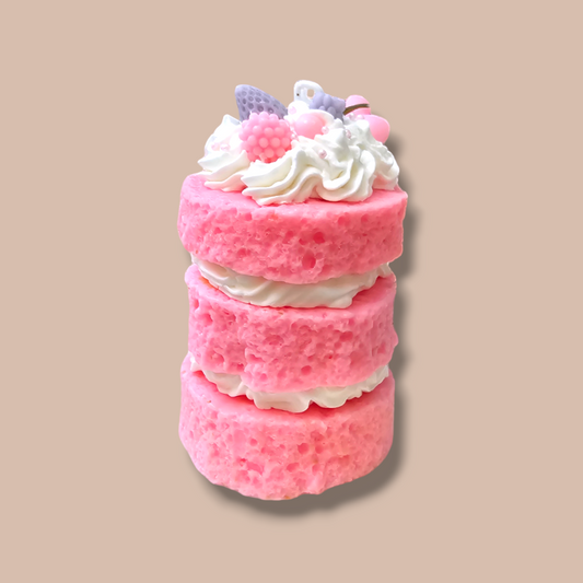 Pink Berry Pound Cake Candle front view – realistic luxury dessert candle