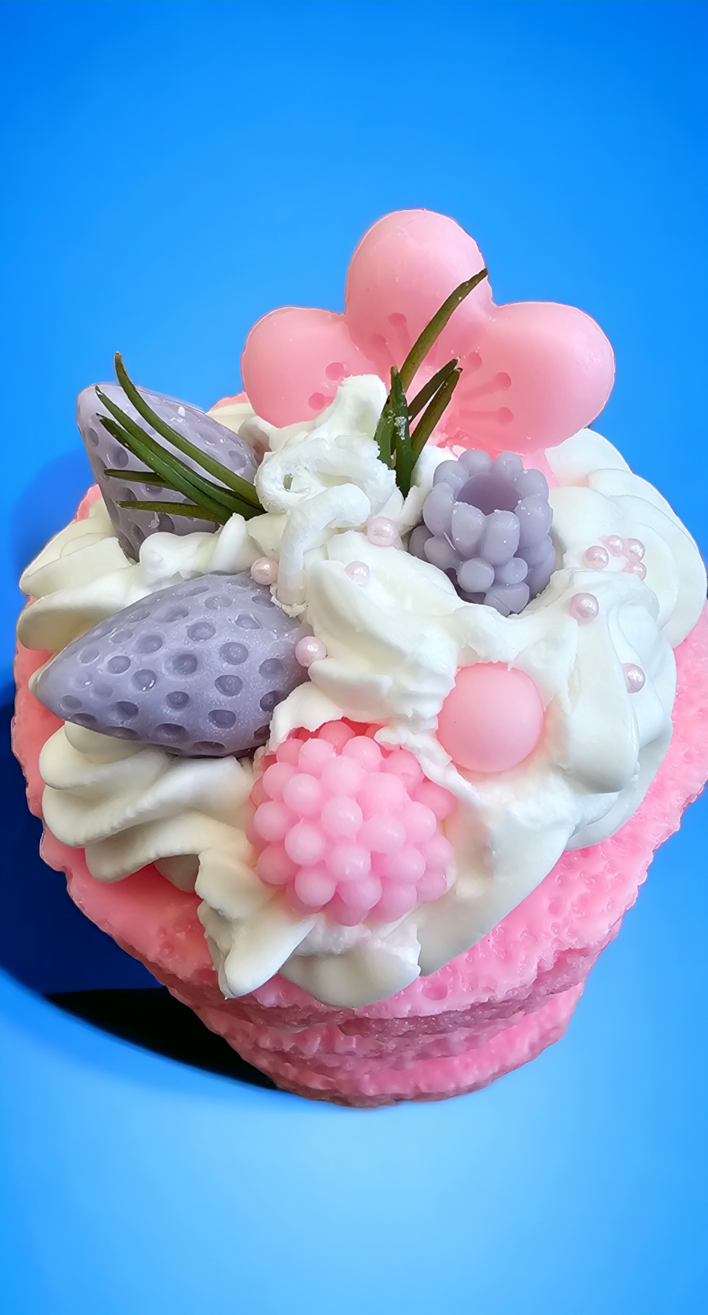 Pink Berry Pound Cake Candle styled for dopamine decor and tea party