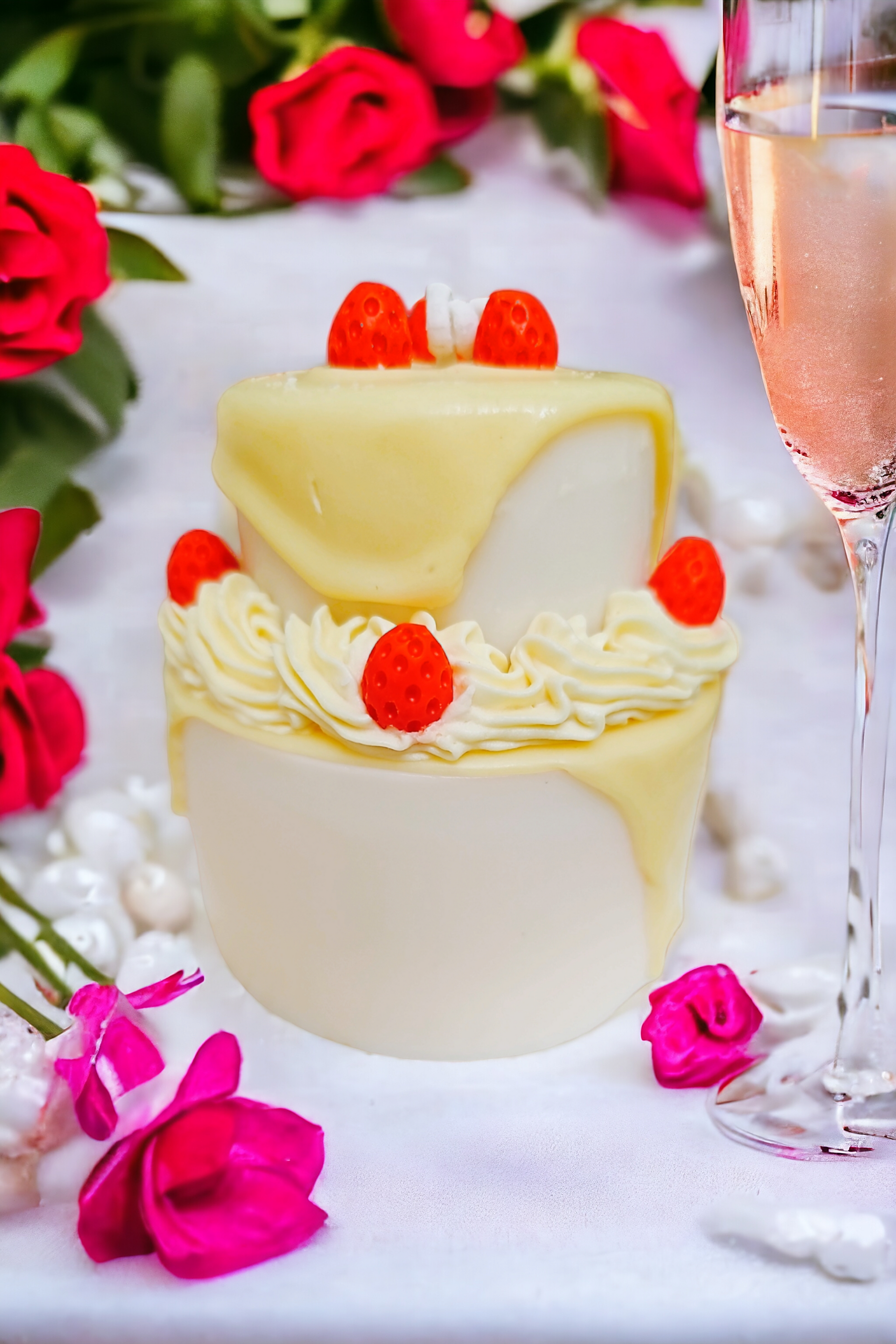 Salted Caramel Cake Candle styled for dopamine decor – Parisian dessert candle