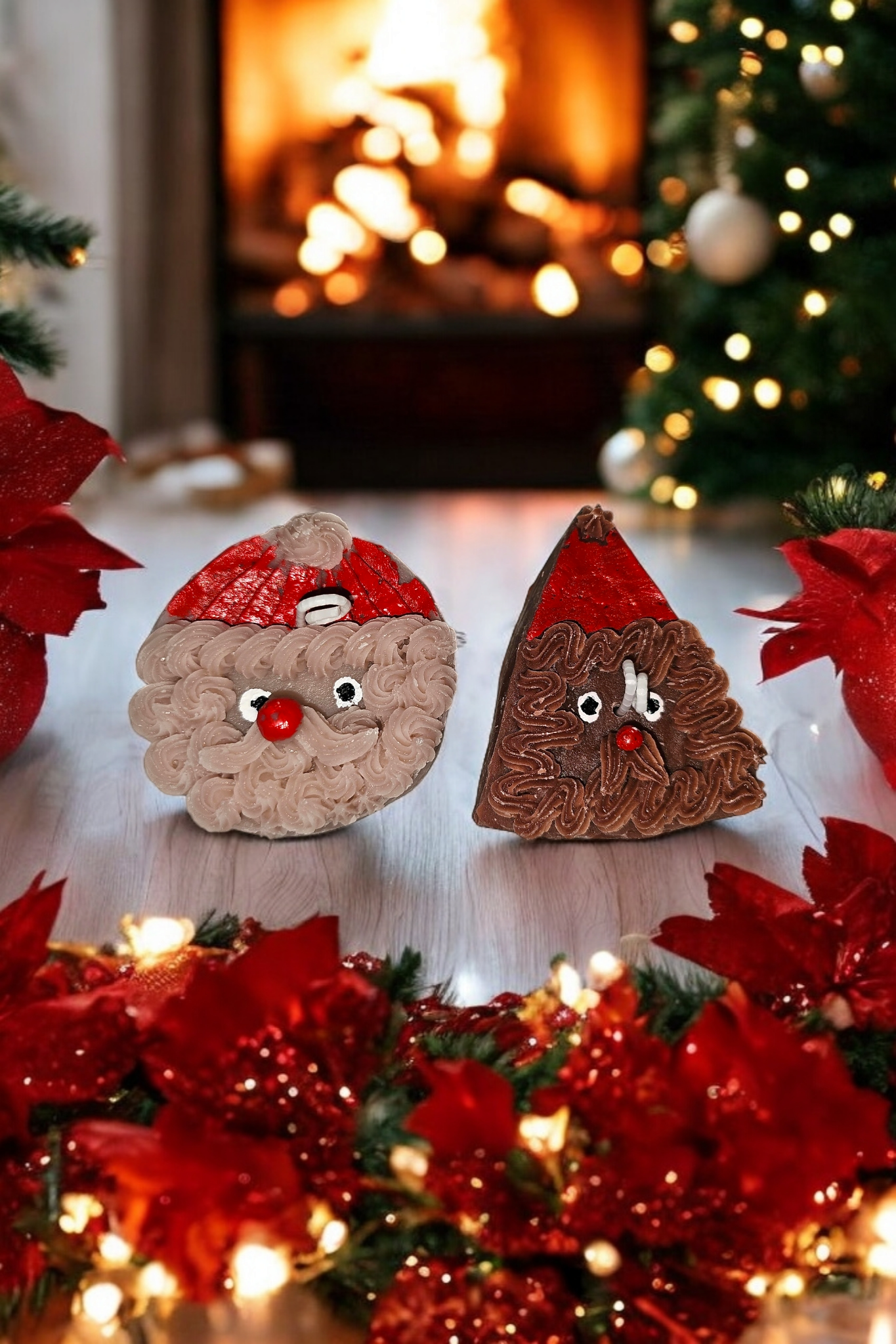 2-piece Santa Cookie Candle Set – realistic holiday dessert candles