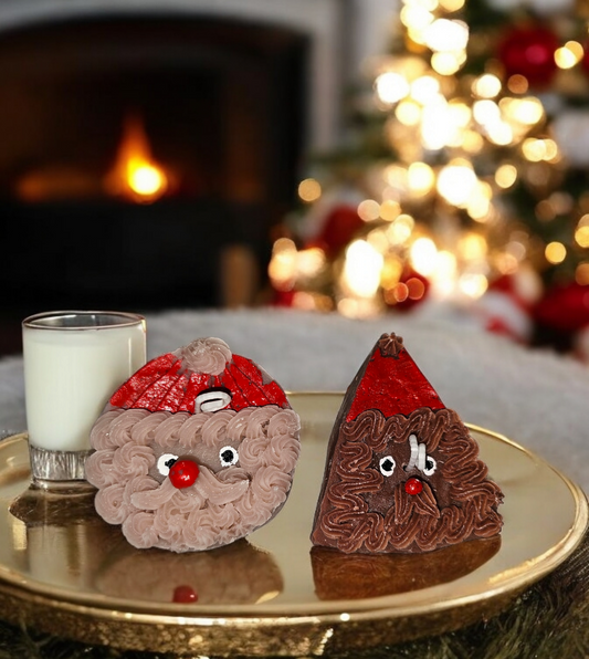 Santa Cookie Candle Set front view – festive dessert candle for holiday decor
