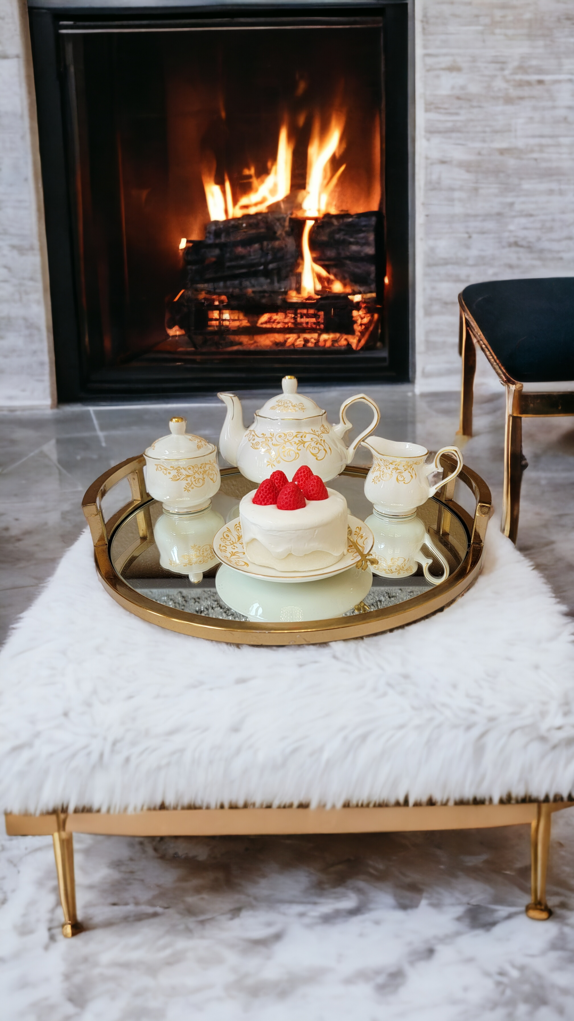 Strawberry Cheesecake Candle styled for dopamine decor and kitchen display.